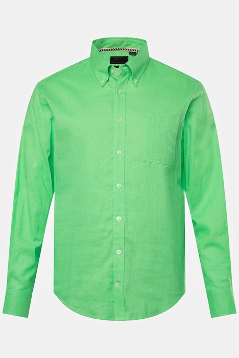 Leinenmixhemd, Langarm, Buttondown-Kragen, Modern Fit