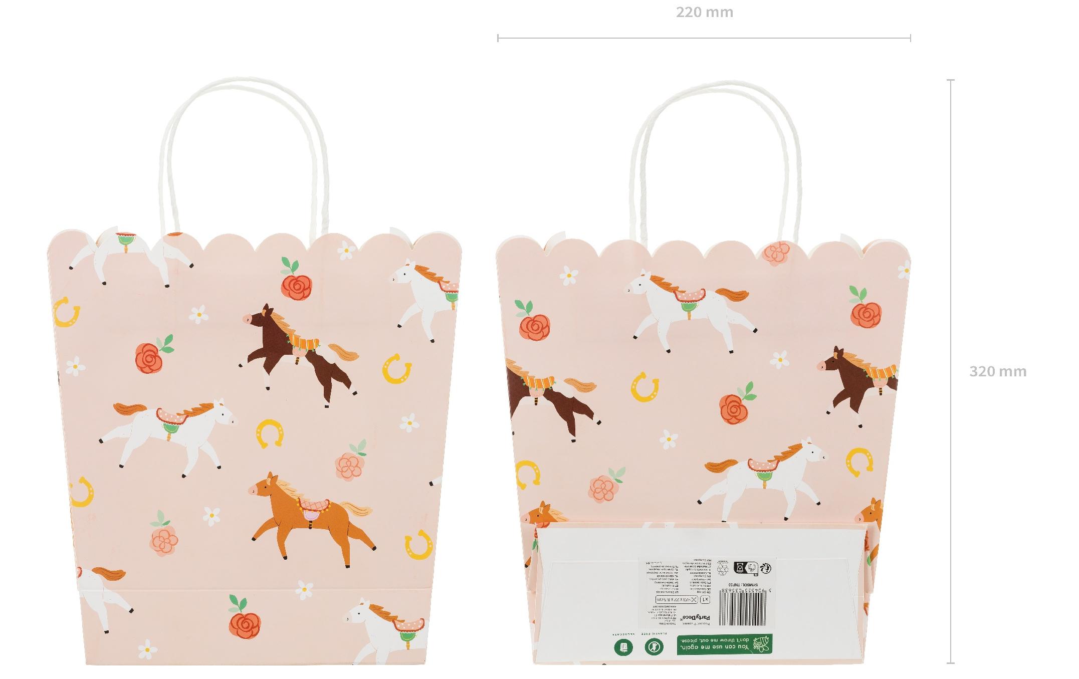 Geschenktüte Pferd, 1 Stück, HellrosaGeschenktasche mit Pferdemotiv