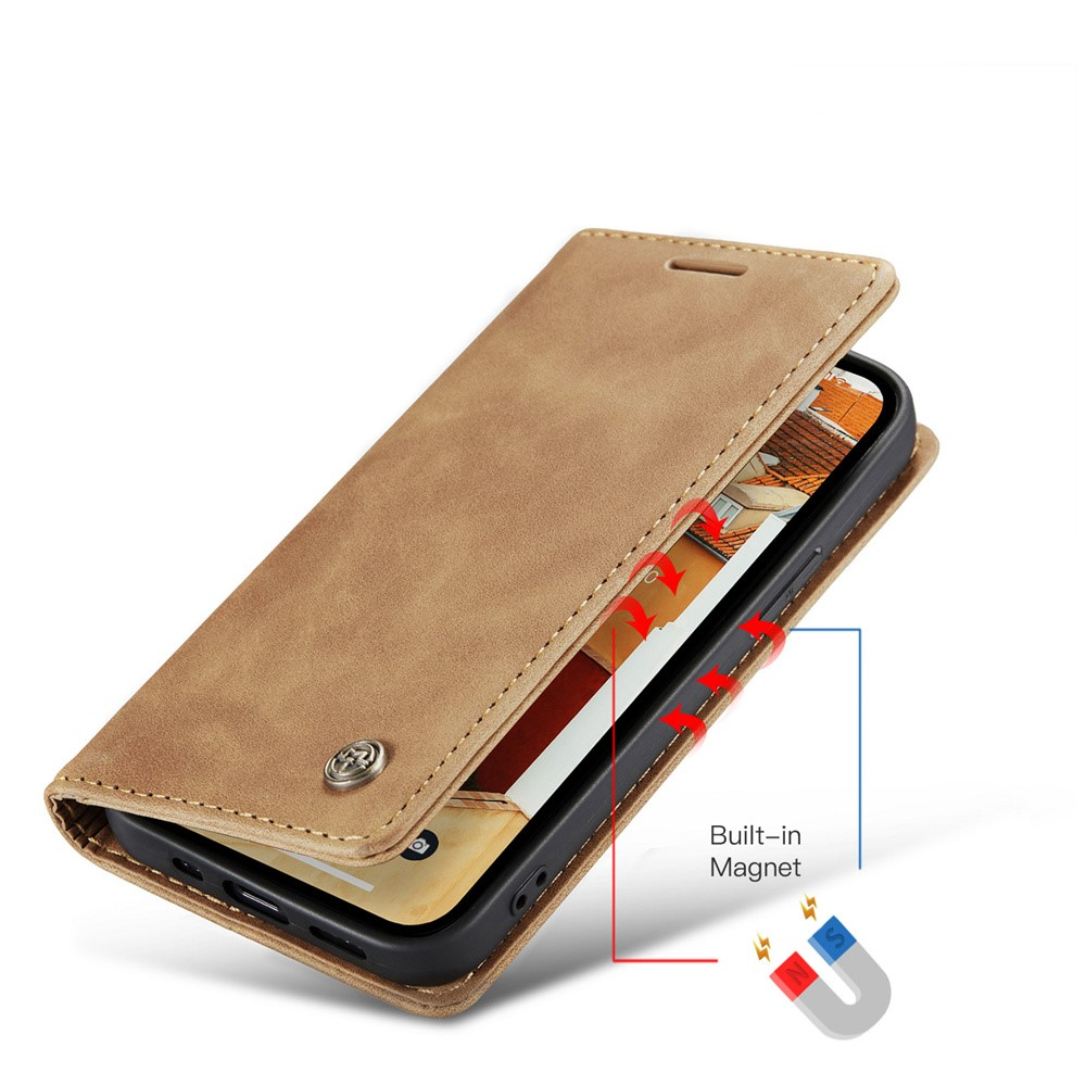 iPhone 15 Leder Tasche Flip Wallet Etui mit Kartenfächern - Braun