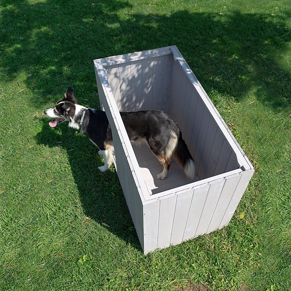 Niche pour extérieur, maison pour chiens argo 100 en bois fsc avec vernis atoxique, résistant aux u.v.