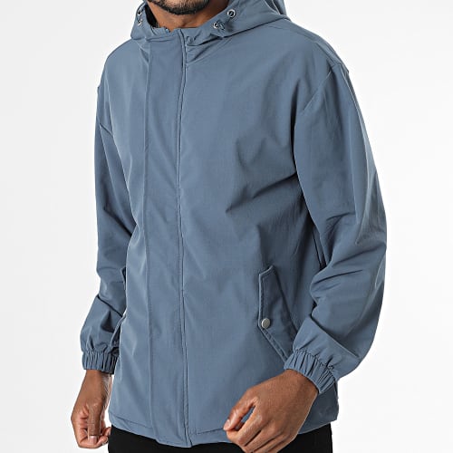 Veste Zippée Capuche Bleu Ardoise