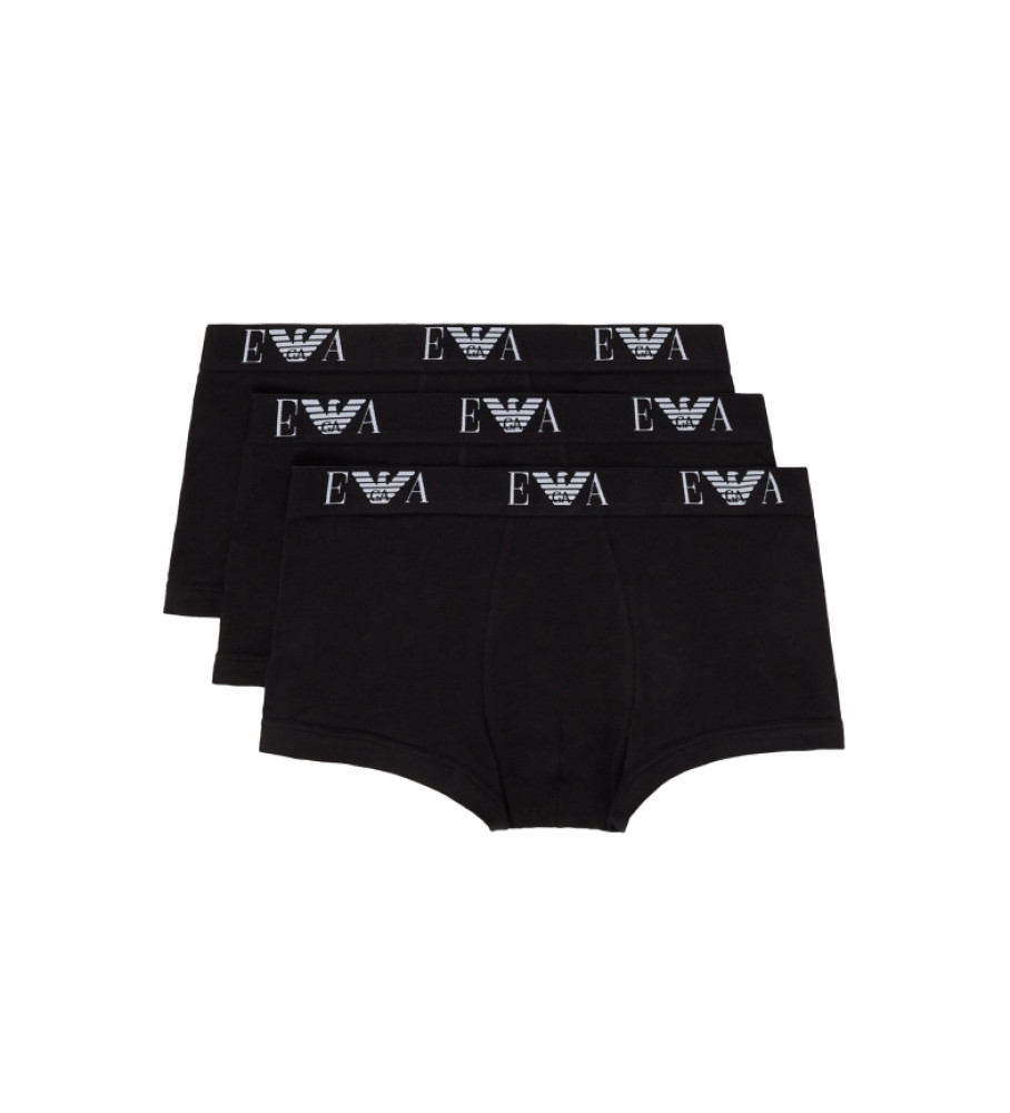Pacote com três cuecas boxer pretas da Emporio Armani