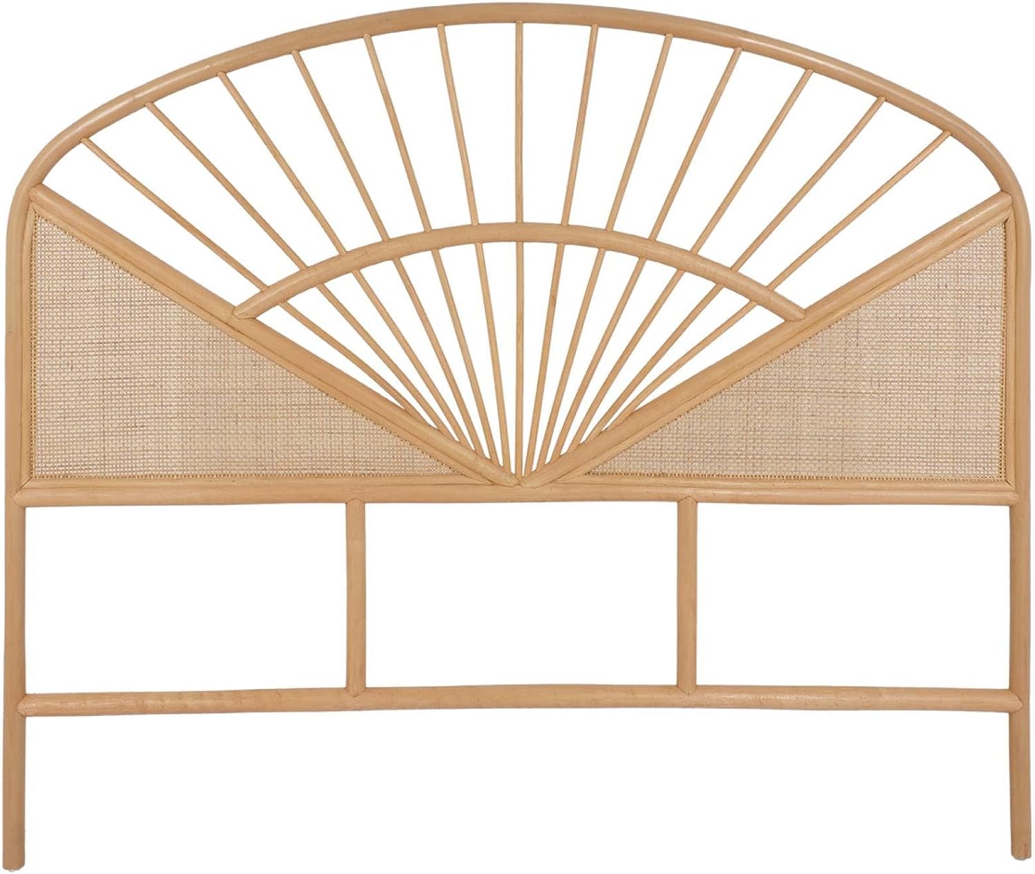 sweeek - Kopfteil aus natürlichem Rattan und Rohrgeflecht, helles Holz - Tomia