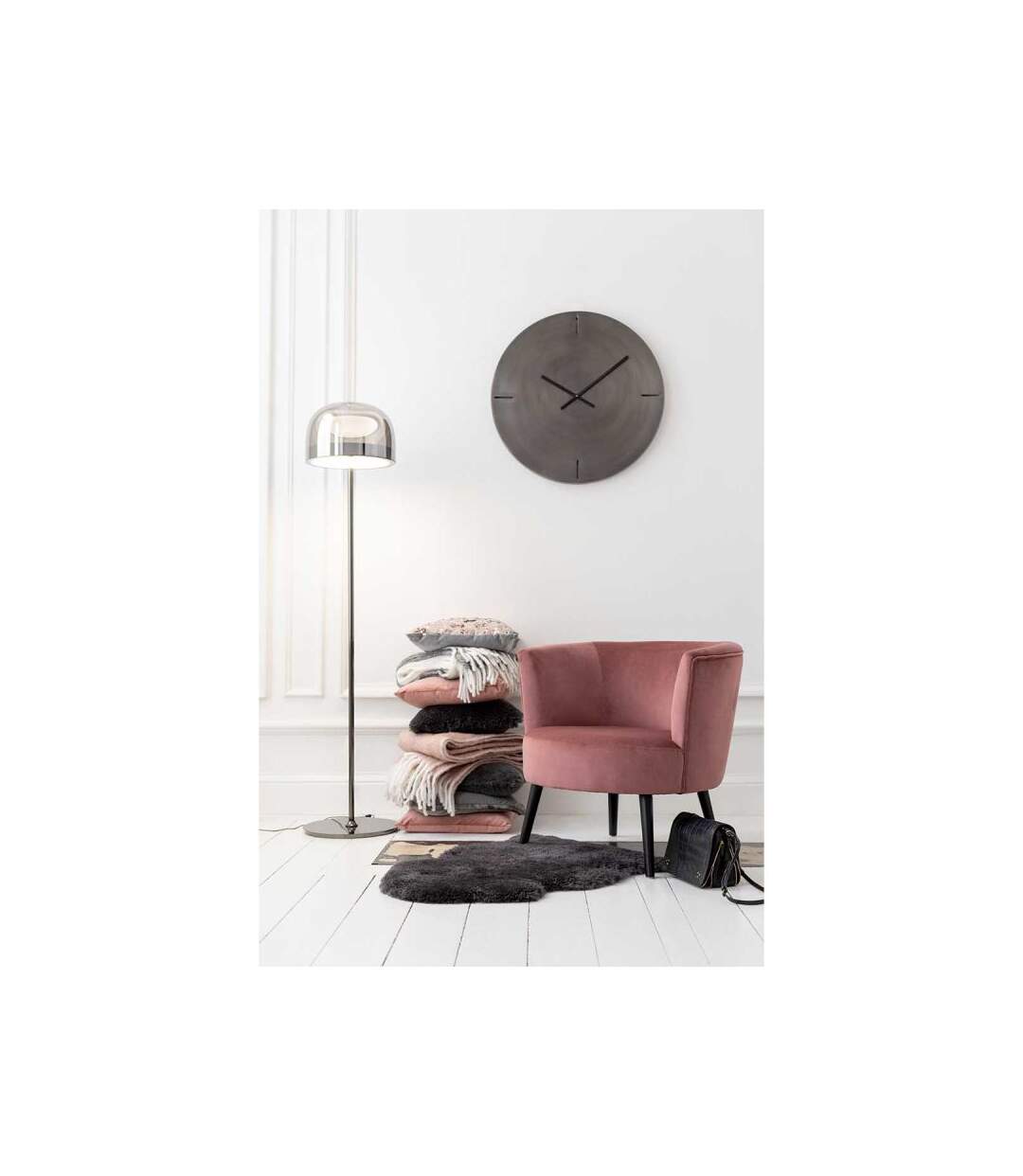 Paris Prix - Horloge Murale En Métal Design mat 76cm Gris