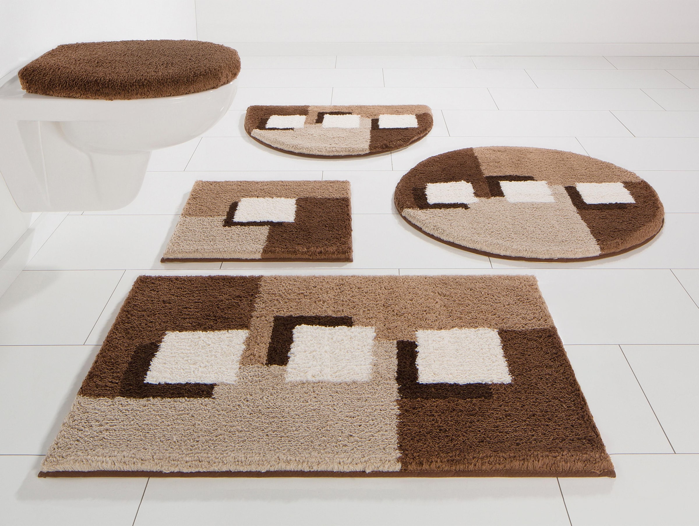 my home Badematte »Ada, Badvorleger, Badezimmer Teppich« Höhe 21 mm rutschhemmend beschichtet fussbodenheizungsgeeignet | schnell trocknend | strapazierfähig Badteppich, Badematten auch als 3 teiliges Set erhältlich