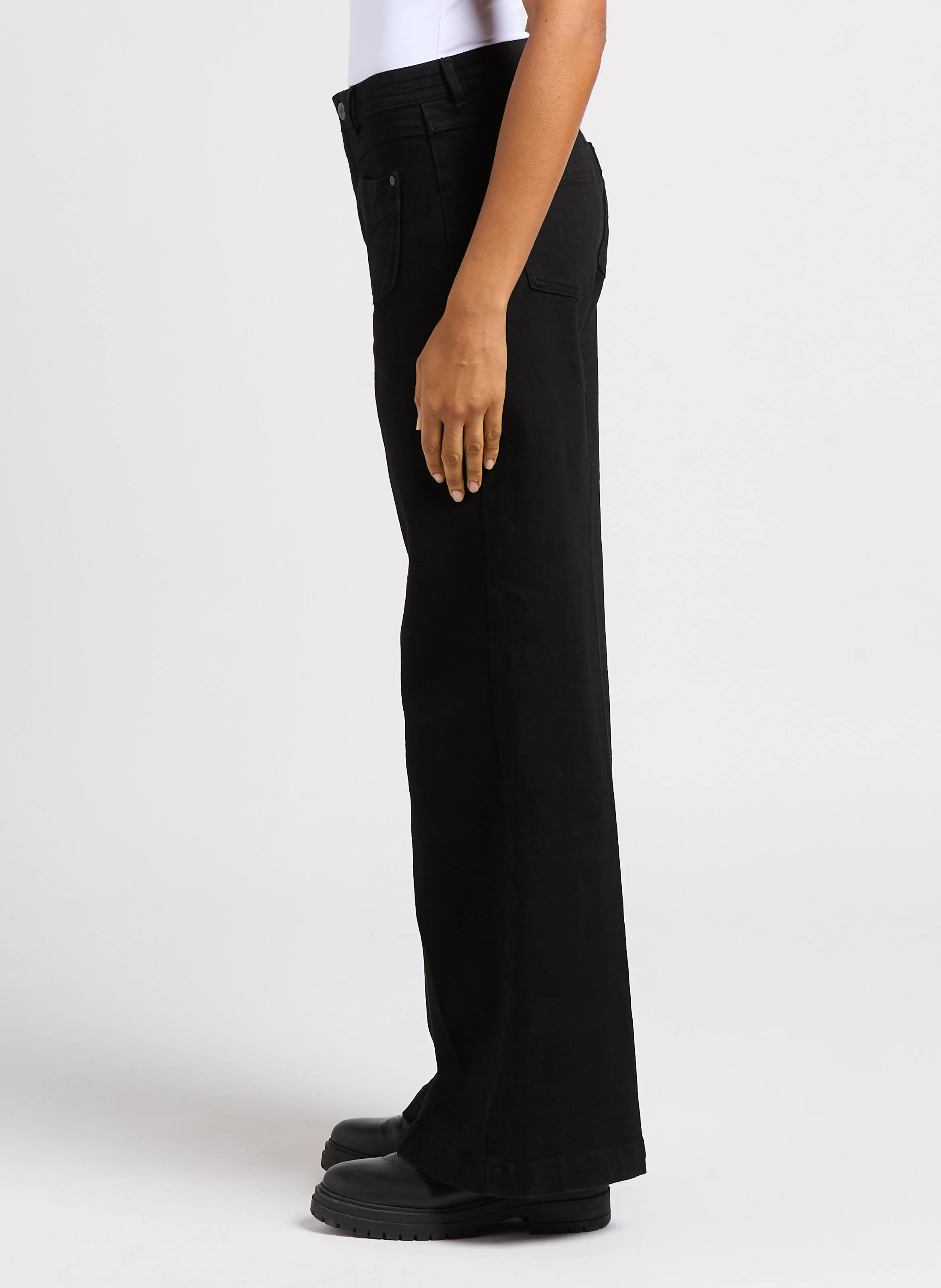 LE HAILEY - Jean large en coton stretch | Noir
