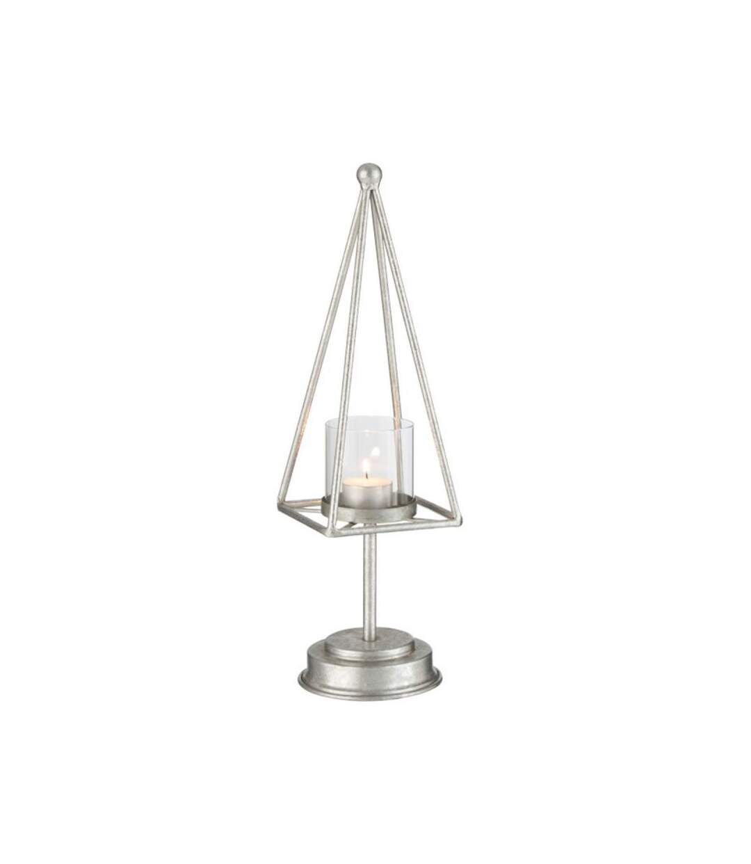 Paris Prix - Photophore Design Métal pyramide 40cm Argent