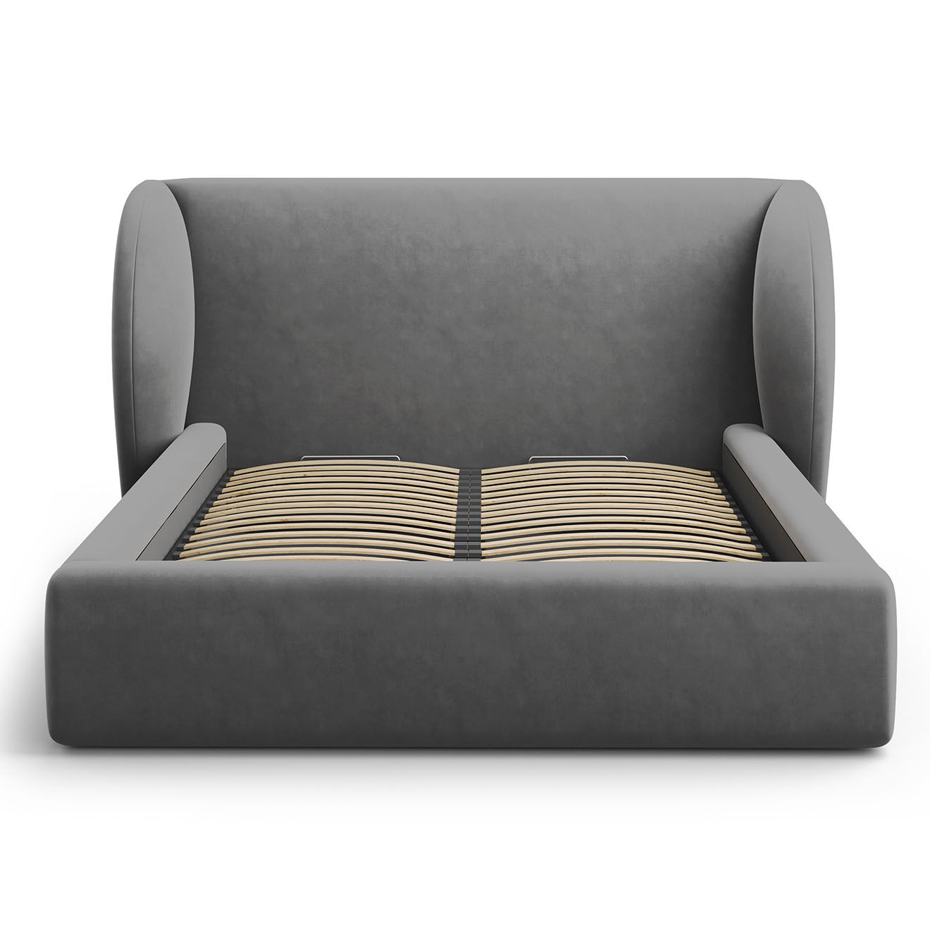 Micadoni Lit Coffre en Velours avec Tête de Lit Miley gris - 230x247x100 cm