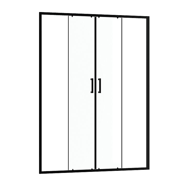 Paroi de douche à double porte coulissante 140 x 200 cm, profilé noir mat laqué, Galedo Factory
