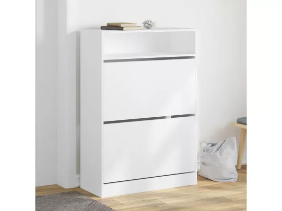Armoire à chaussures 2 tiroirs rabattables blanc 80x34x116
