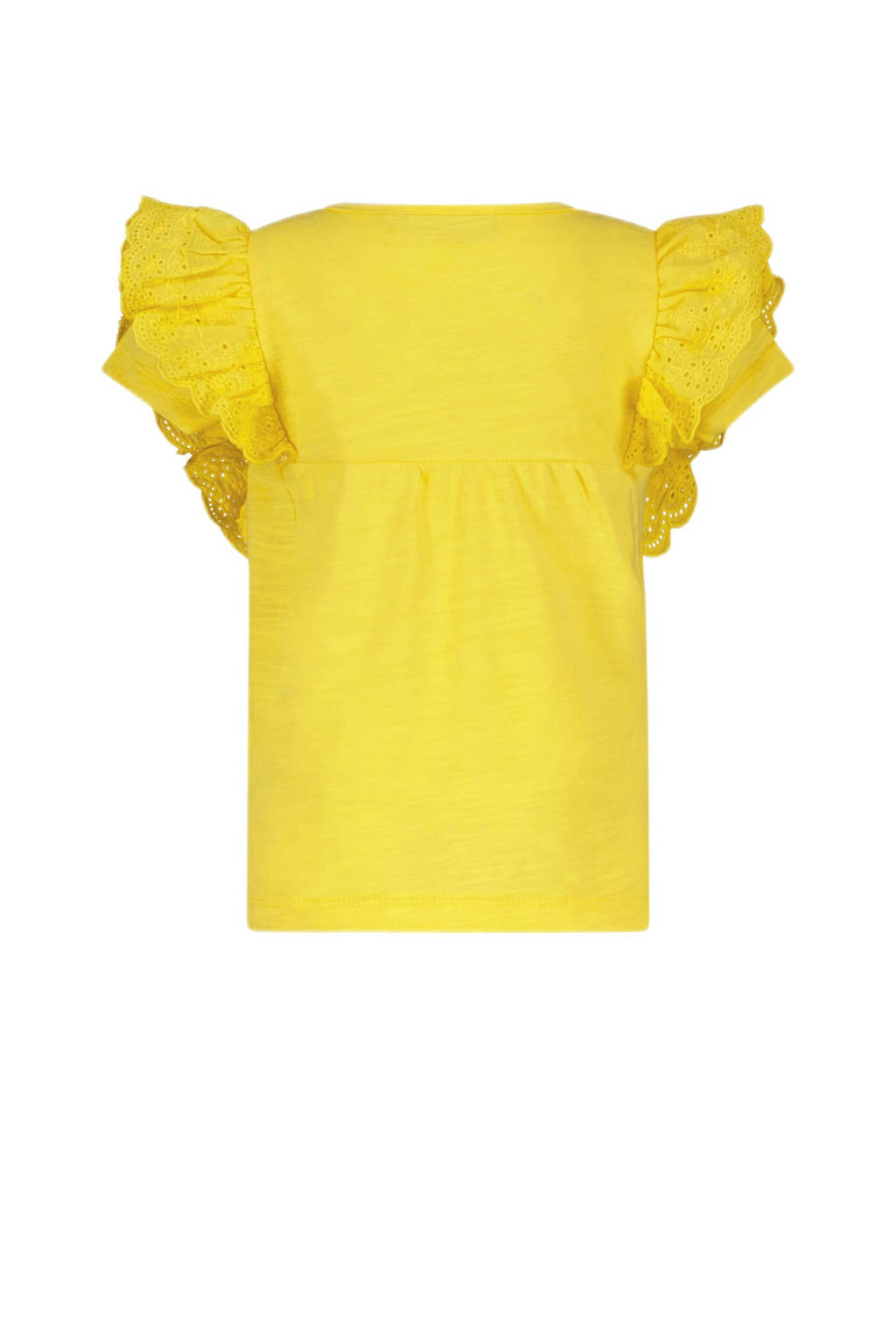 Like Flo T-shirt met ruches met broderie geel