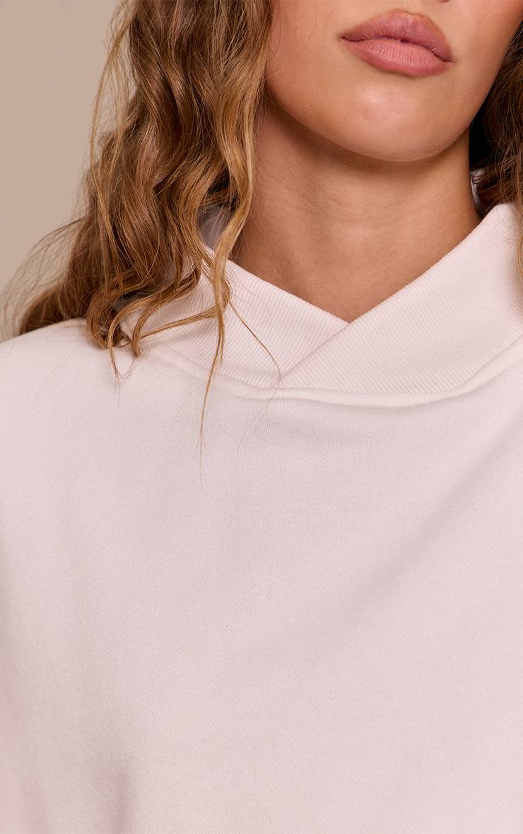 Crème Sweatshirt En Molleton À Encolure Croisée