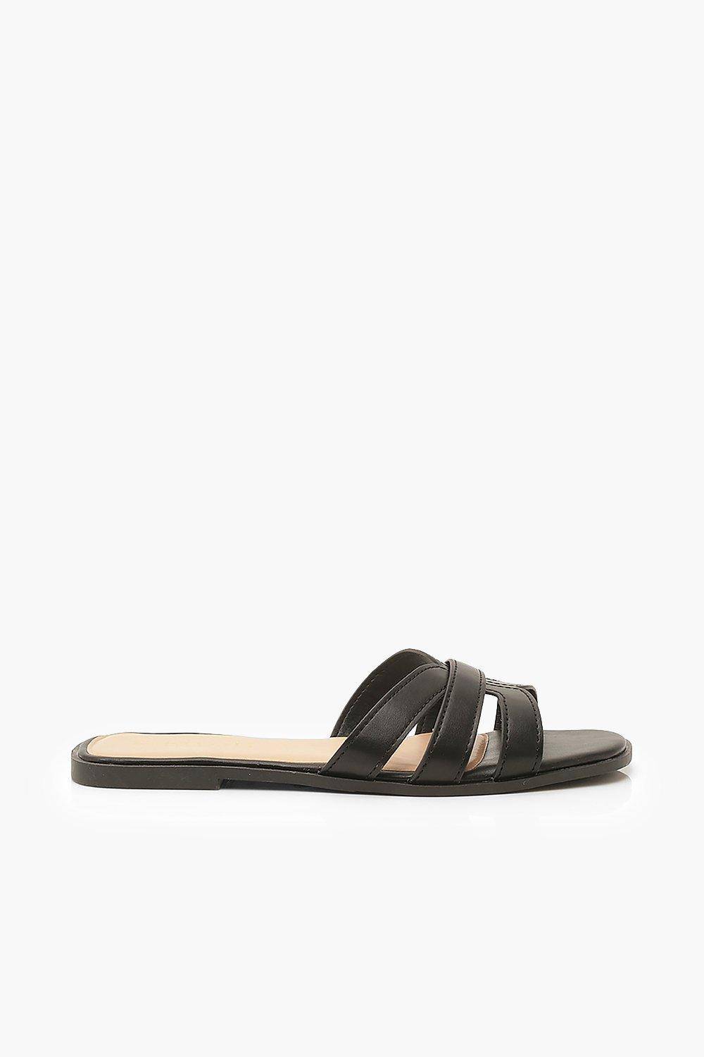 boohoo Sandales à Brides Larges à Brides Croisées