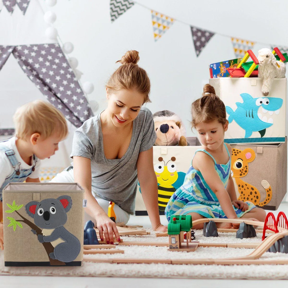 Boîte de rangement en tissu pour enfant 