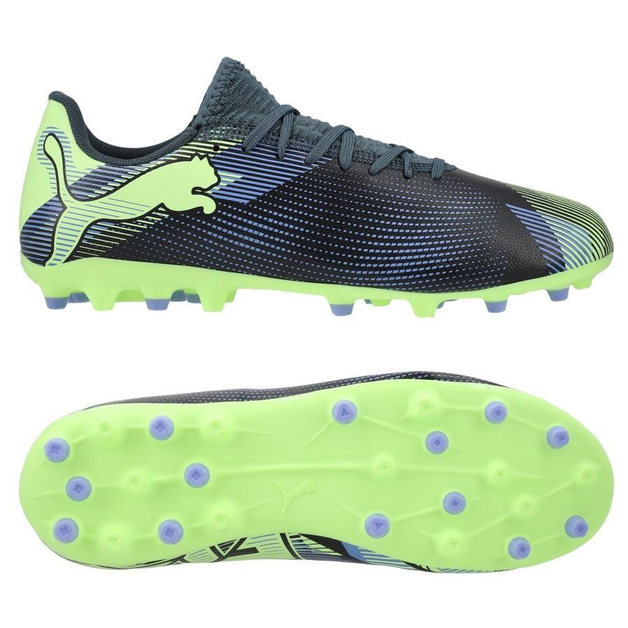 PUMA Future 7 Play MG Lights Out - Gray Skies/Violet/Fizzy Apple/Blanc Enfant
