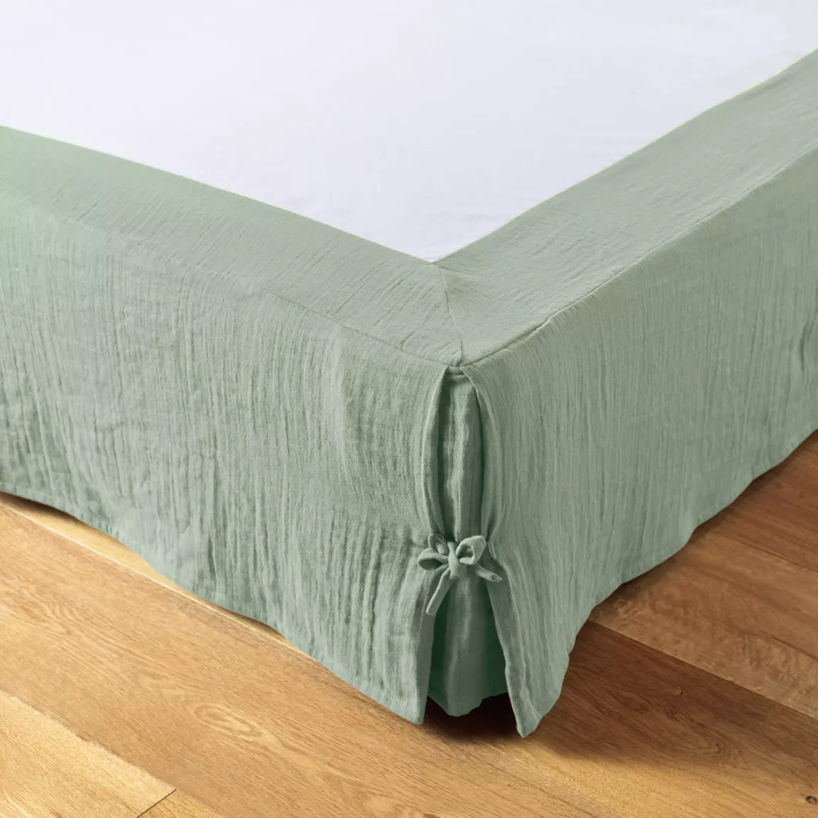 Cache-sommier Gaze de coton (160 x 200 cm) Gaïa Vert eucalyptus