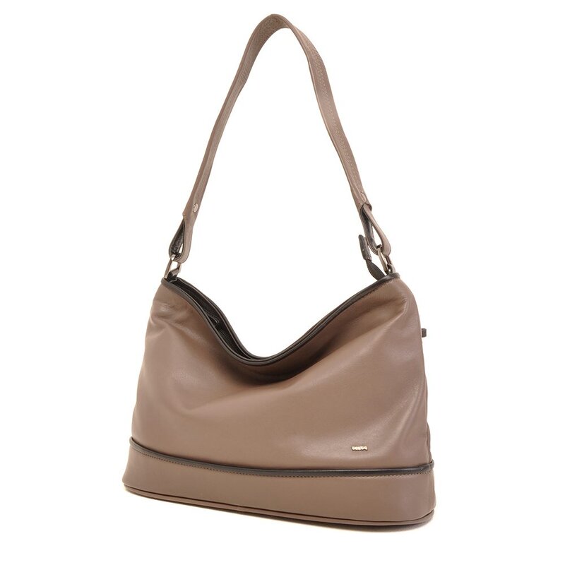 Berba Soft Schoudertas Taupe – Zwart