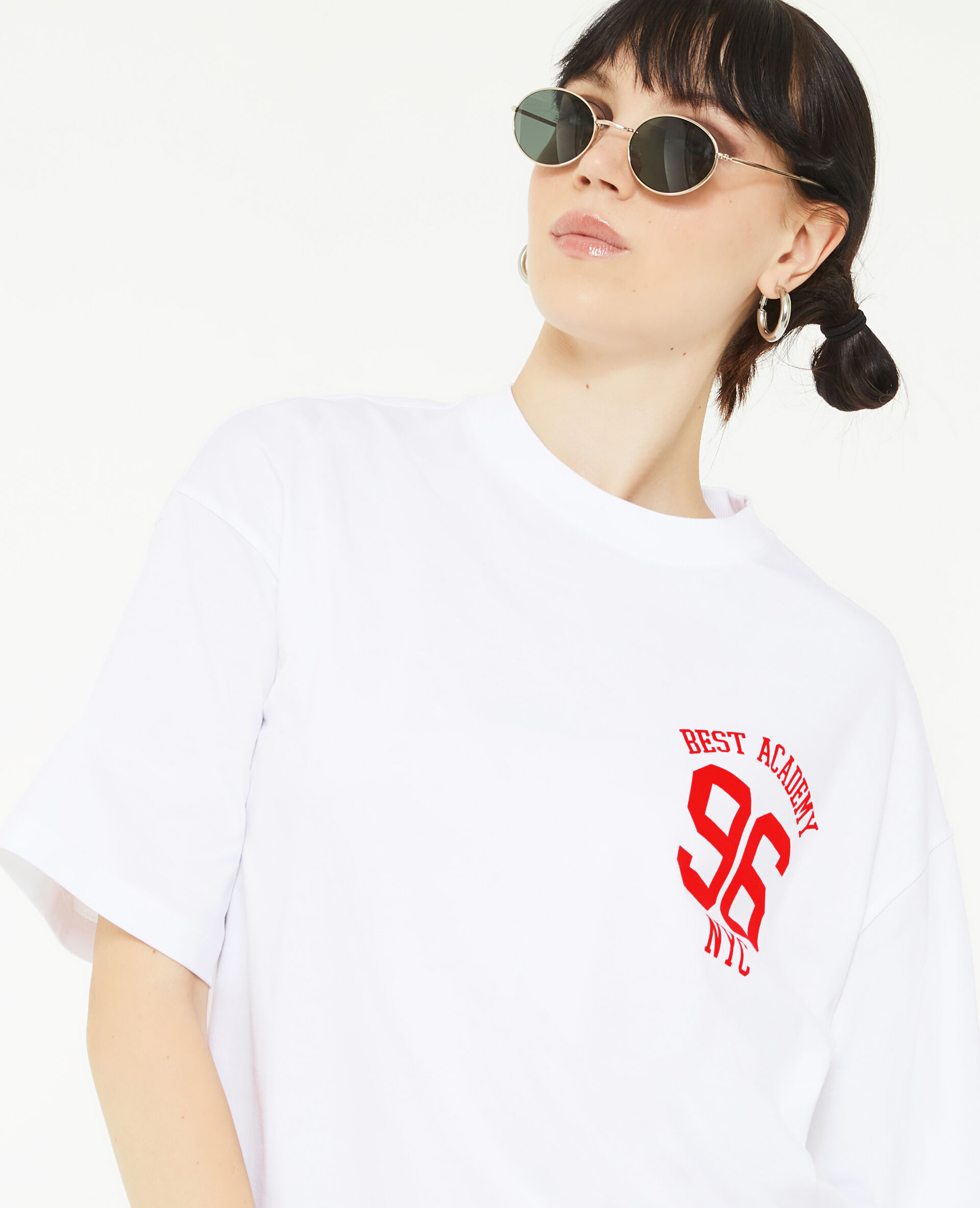 T-shirt oversize à inscriptions - Blanc