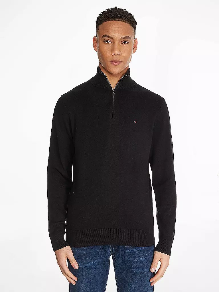 TOMMY HILFIGER Troyer Pullover schwarz