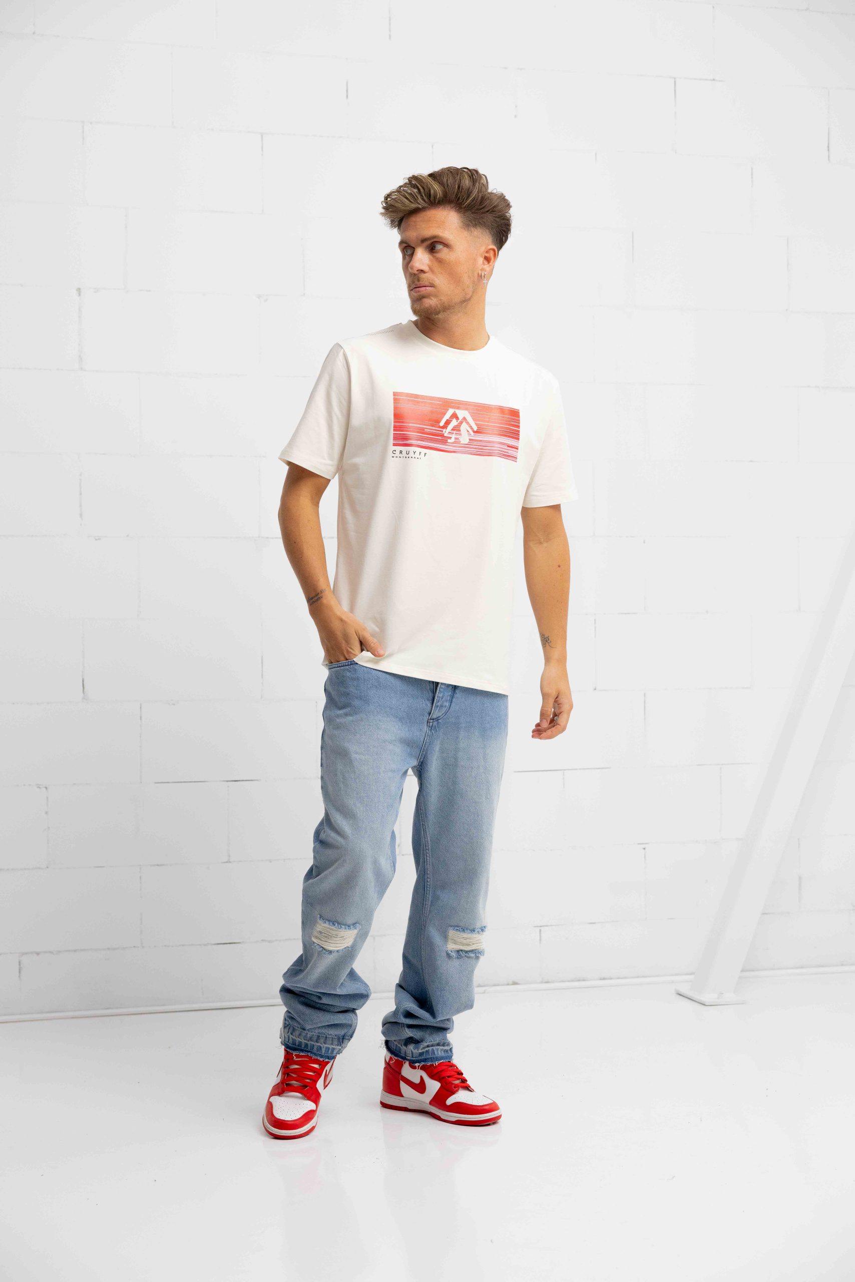 Cruyff Prima T-Shirt Heren Gebroken Wit