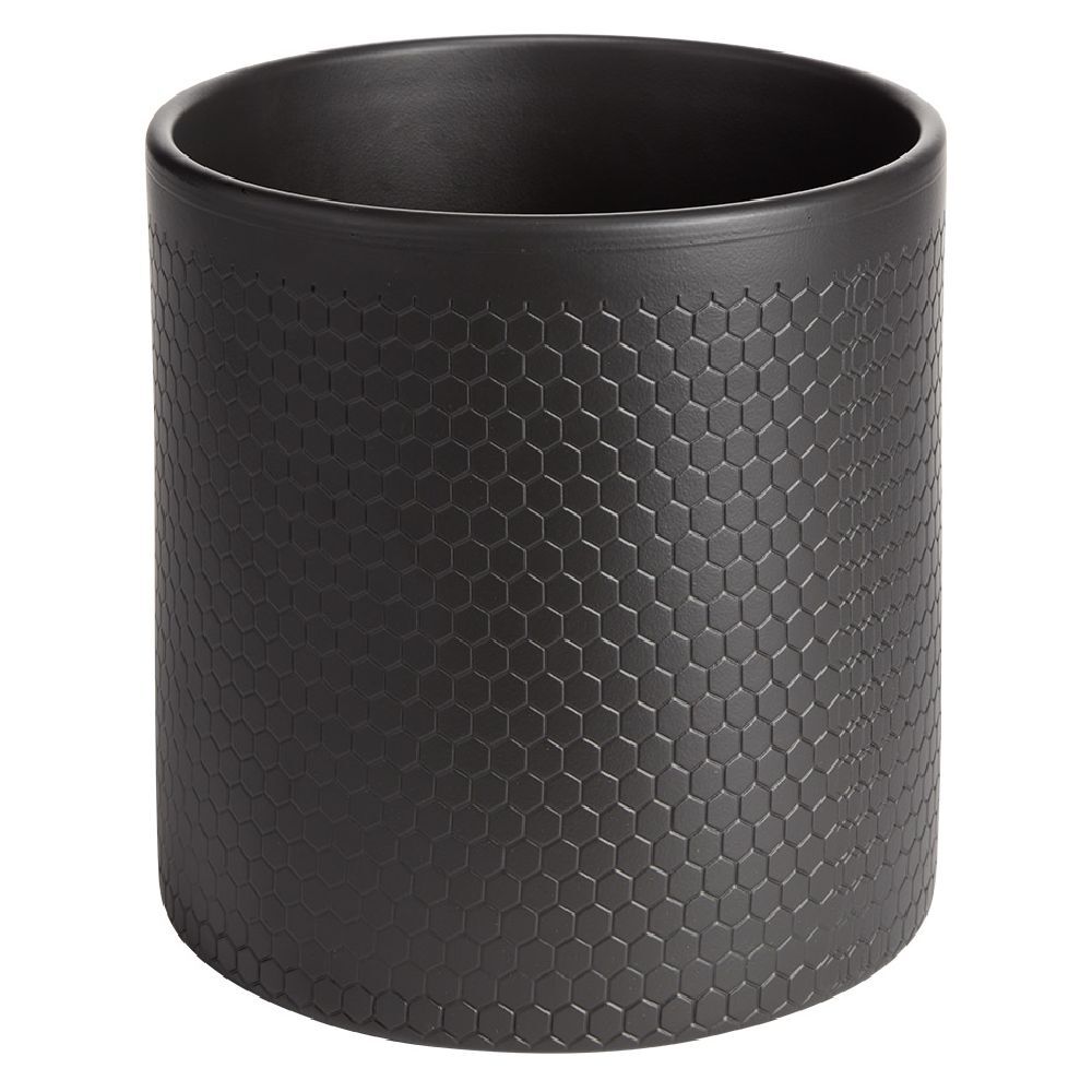 Pot de fleur noir mat motif nid d'abeille 6,39L Ø23xH22 cm - Capri