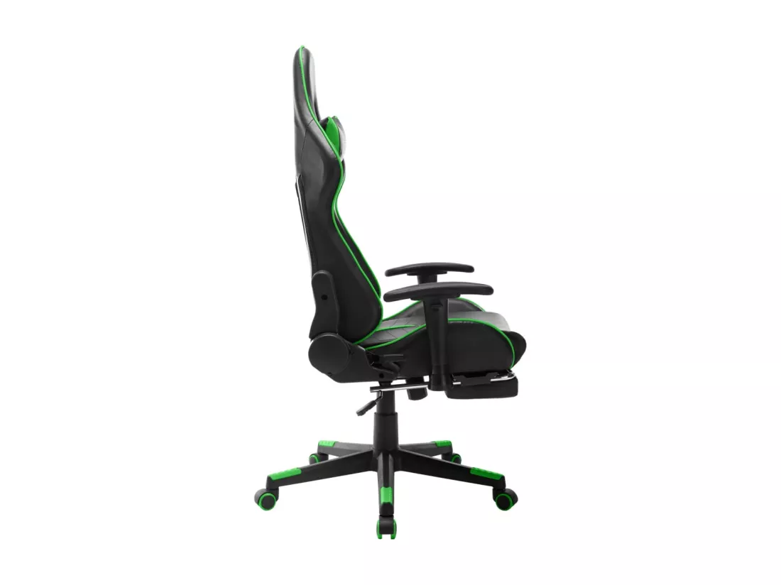Chaise de jeu avec repose-pied Noir et vert Cuir artificiel