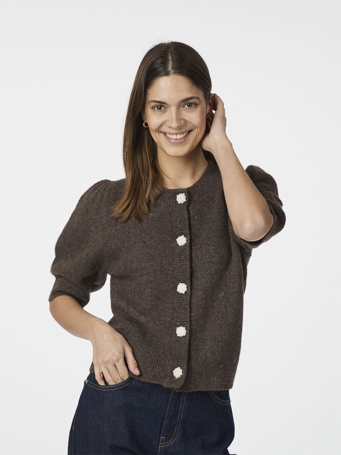 Neo Noir Trudy Deco Knit Cardigan Brown melange