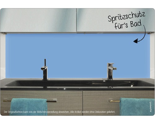 Badkamer achterwand mySPOTTI aqua lichtblauw 90x45 cm
