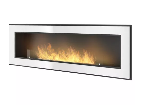 Cheminée au bioéthanol encastrable Frame 1500 White SimpleFire avec verre