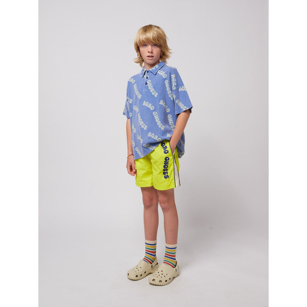 Køb Bobo Choses Blue Wavy Bobo Choses All Over Waffle Polo T-Shirt