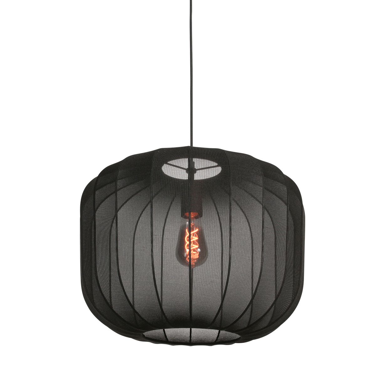 Japandi hanglamp zwart met stoffen kap 45cm - Sable