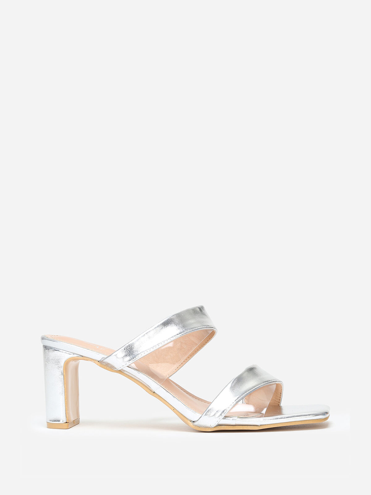 Mules à brides et transparentes grandes tailles- Argenté