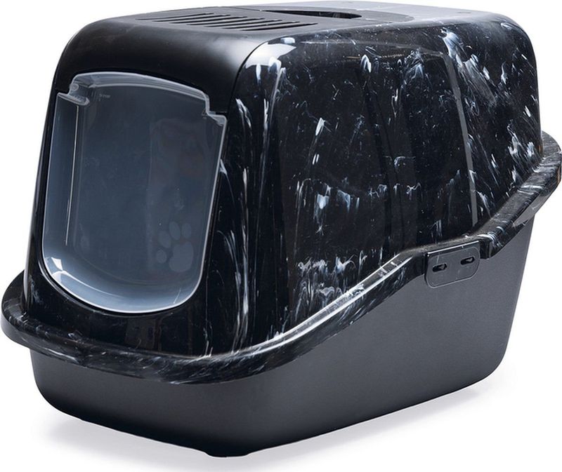 Savic - Nestor Marble - Kattenbak - Zwart - Met Deksel