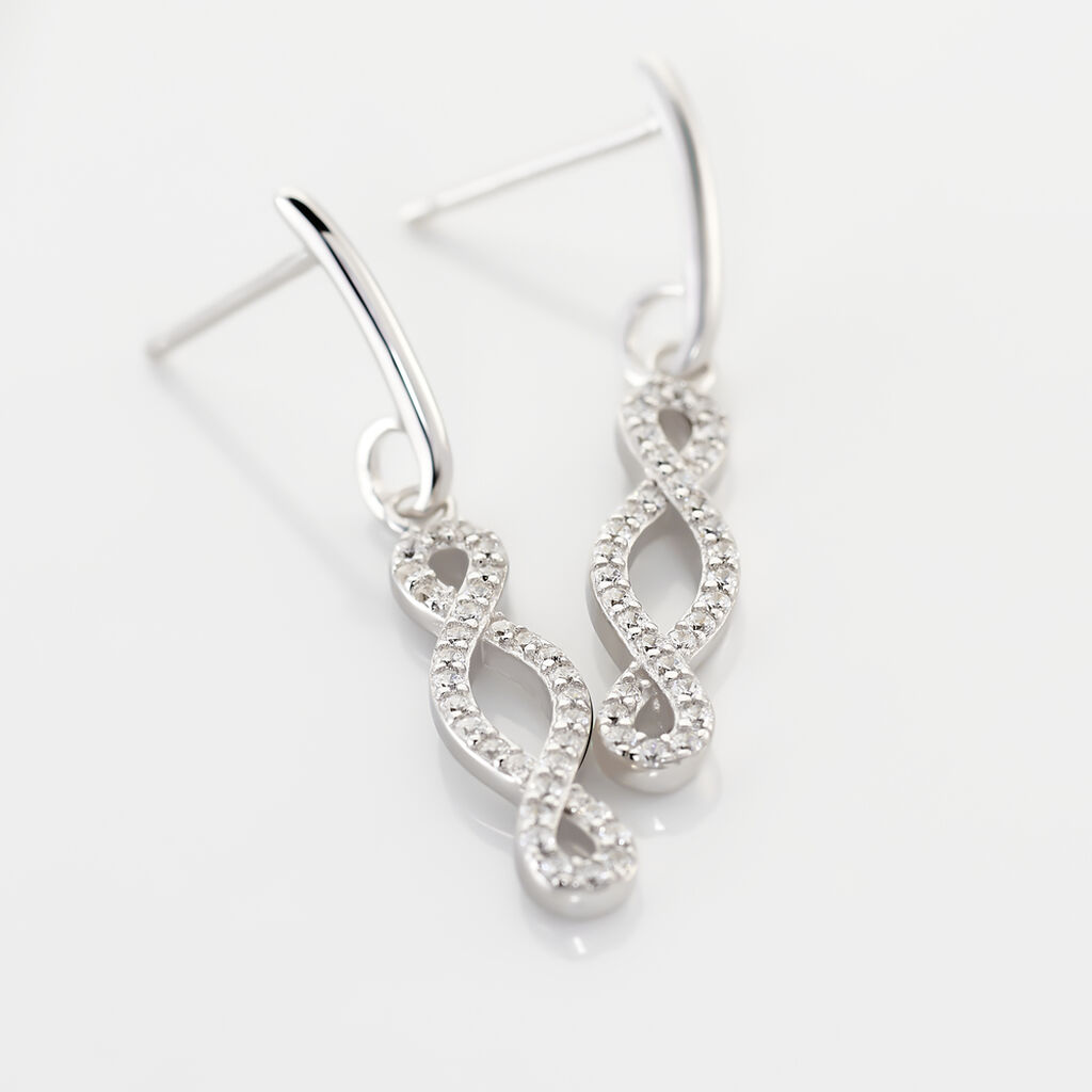 Boucles D'oreilles Pendantes Carla Argent Blanc Oxyde De Zirconium