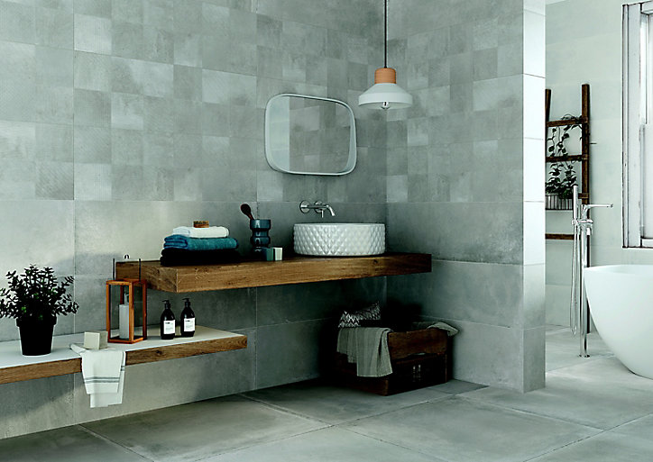 Carrelage mural décor gris 30 x 90 cm Pavlos