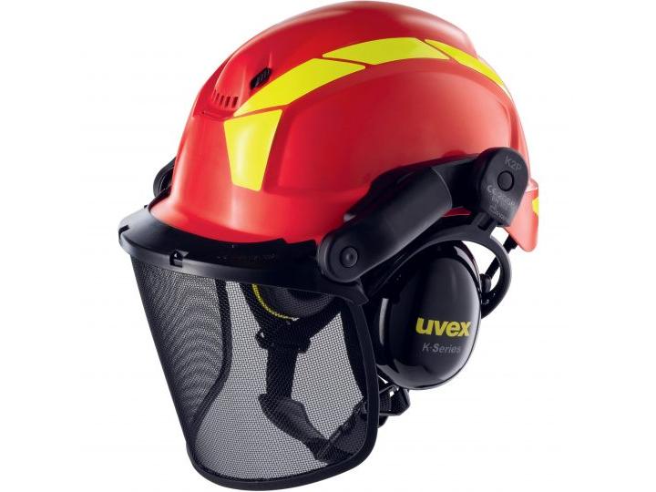 uvex Schutzhelm Pheos Forestry, Rot Forsthelm Komplettset