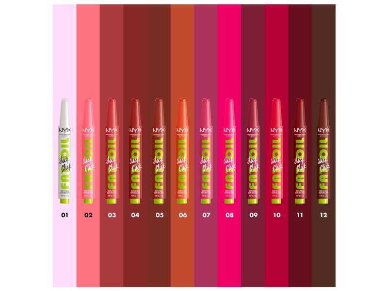 NYX Professional Makeup Lippenbalsam Slick Click Clout Pflegender Lippenstift spendet Farbe, Feuchtigkeit und Pflege