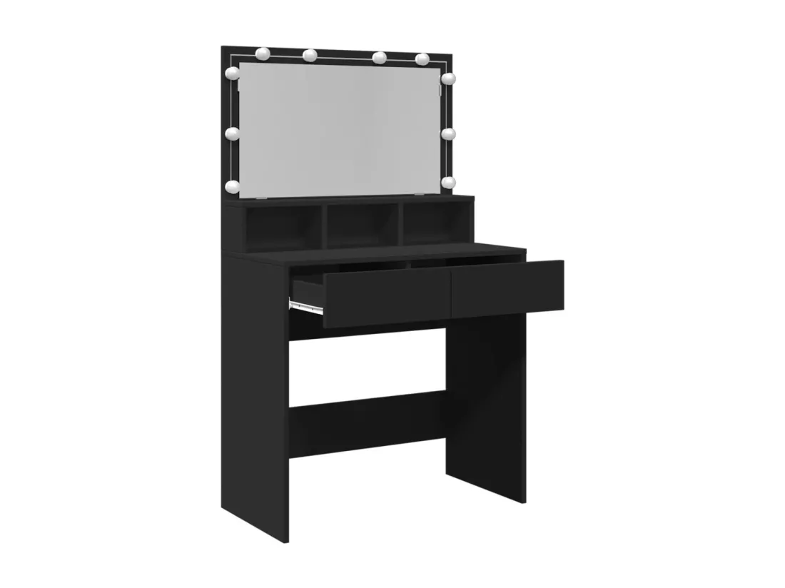 Coiffeuse avec LED noir 80x41x134,5 cm