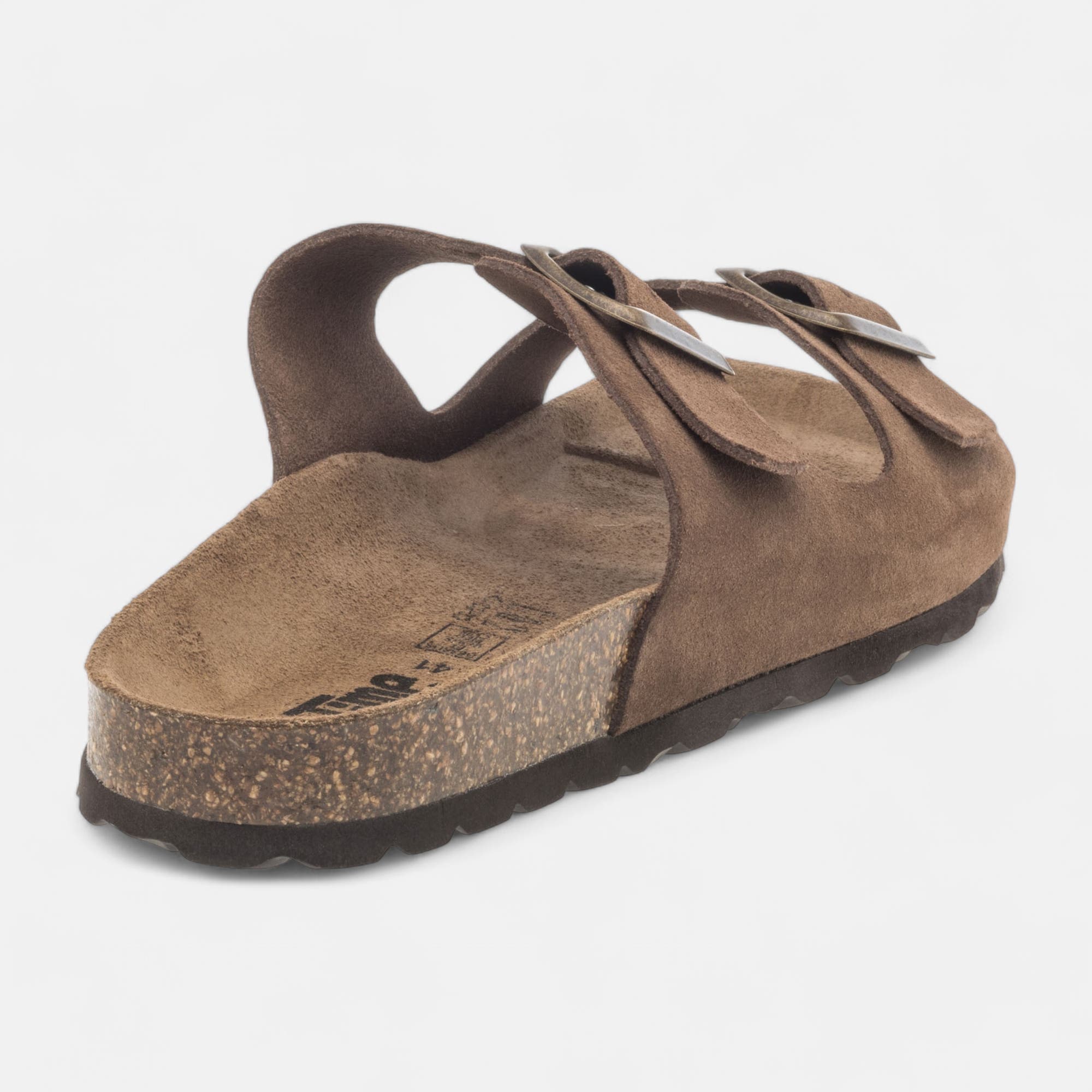 Mules semelle liège Homme en cuir marron