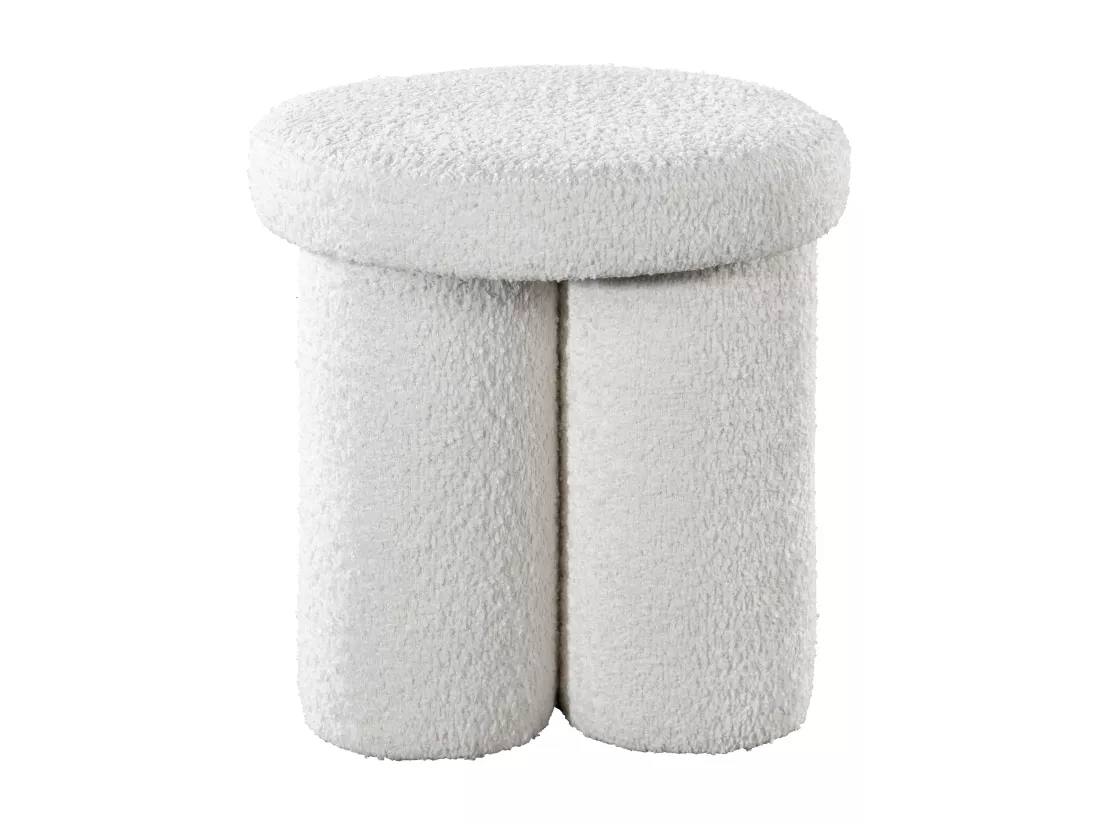 Pouf en tissu bouclette blanc CONOMO