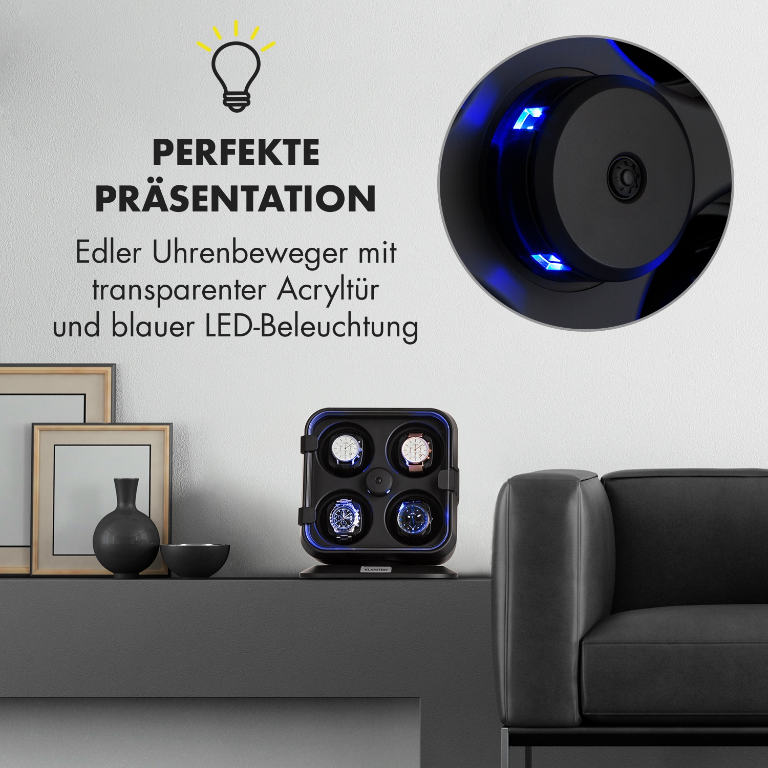 Clover Uhrenbeweger 4 Uhren 3 Rotationen 4 Geschwindigkeiten LED