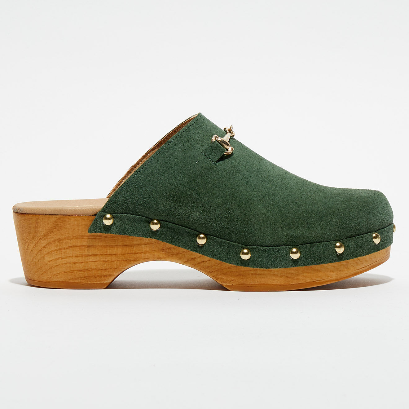 Apologie Studio Sabots en Velours de Cuir Nala kaki - Talon 5 cm