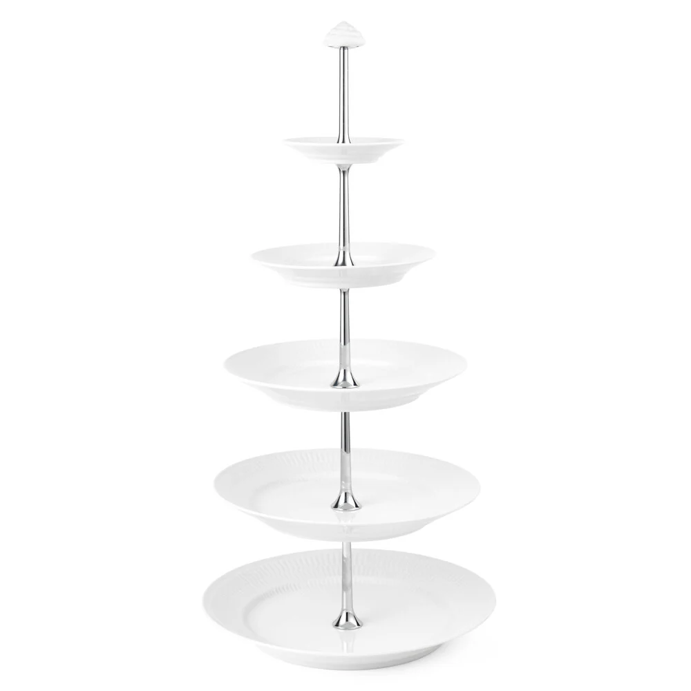 Royal Copenhagen  Hvid Riflet etagere - 5 Lag