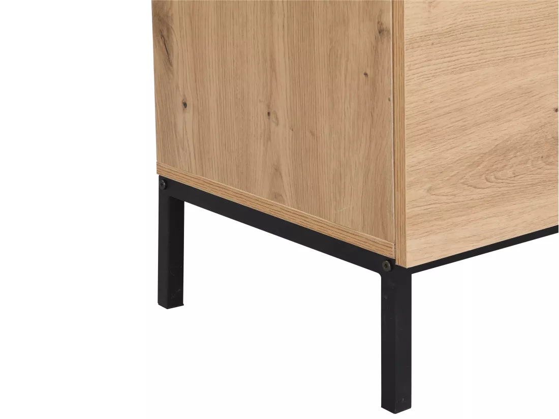 Secrétaire avec 2 portes - MDF - Naturel et Noir - MALEDA