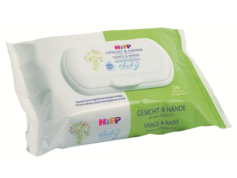 HIPP Gesicht & Hände Tücher Ultra Sensitiv 20 Tücher Gesicht & Hände Tücher ultra sensitiv, 1 x 20 Tücher
