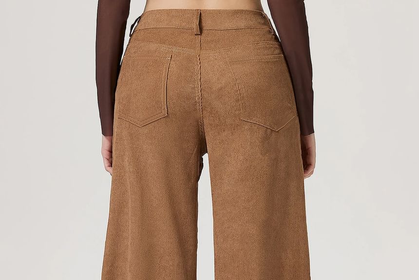 blossomgal - Lage taille corduroy broek met wijde pijpen