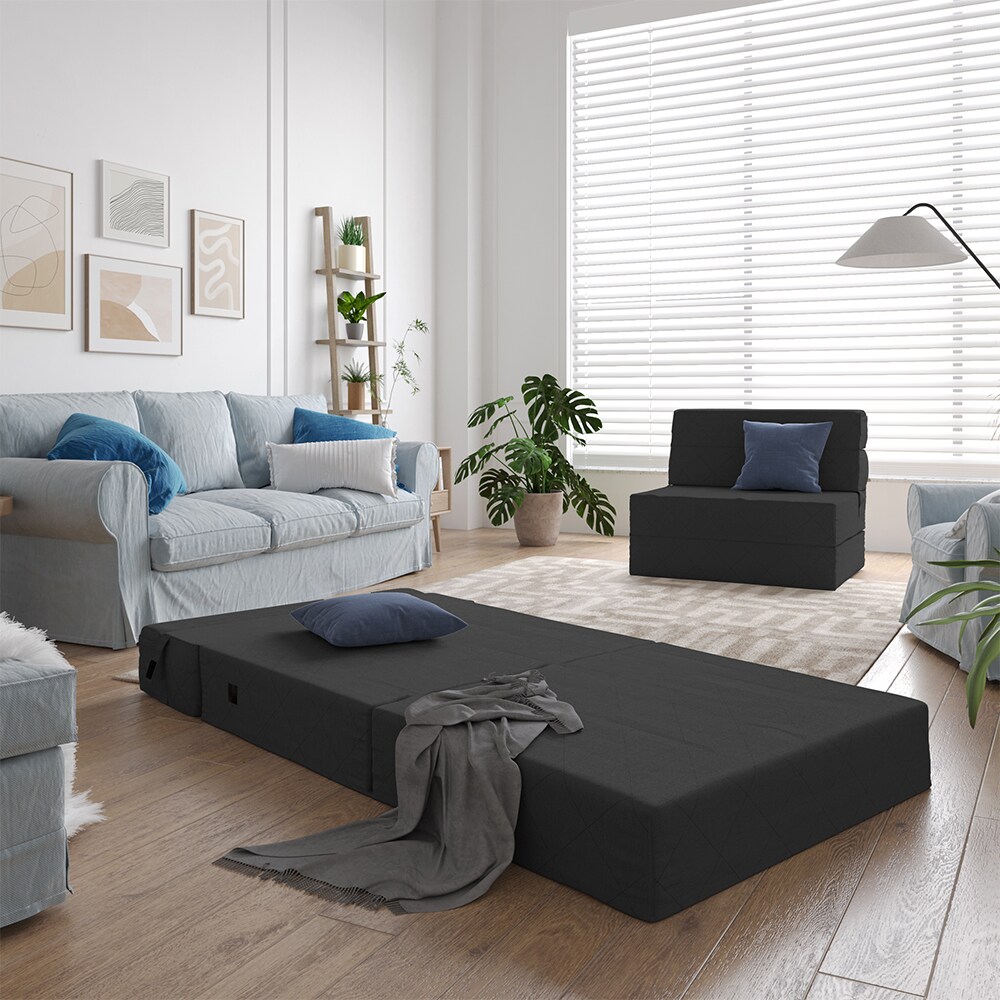 Vicco Sofa Lima Schwarz 100 cm mit Schlaffunktion