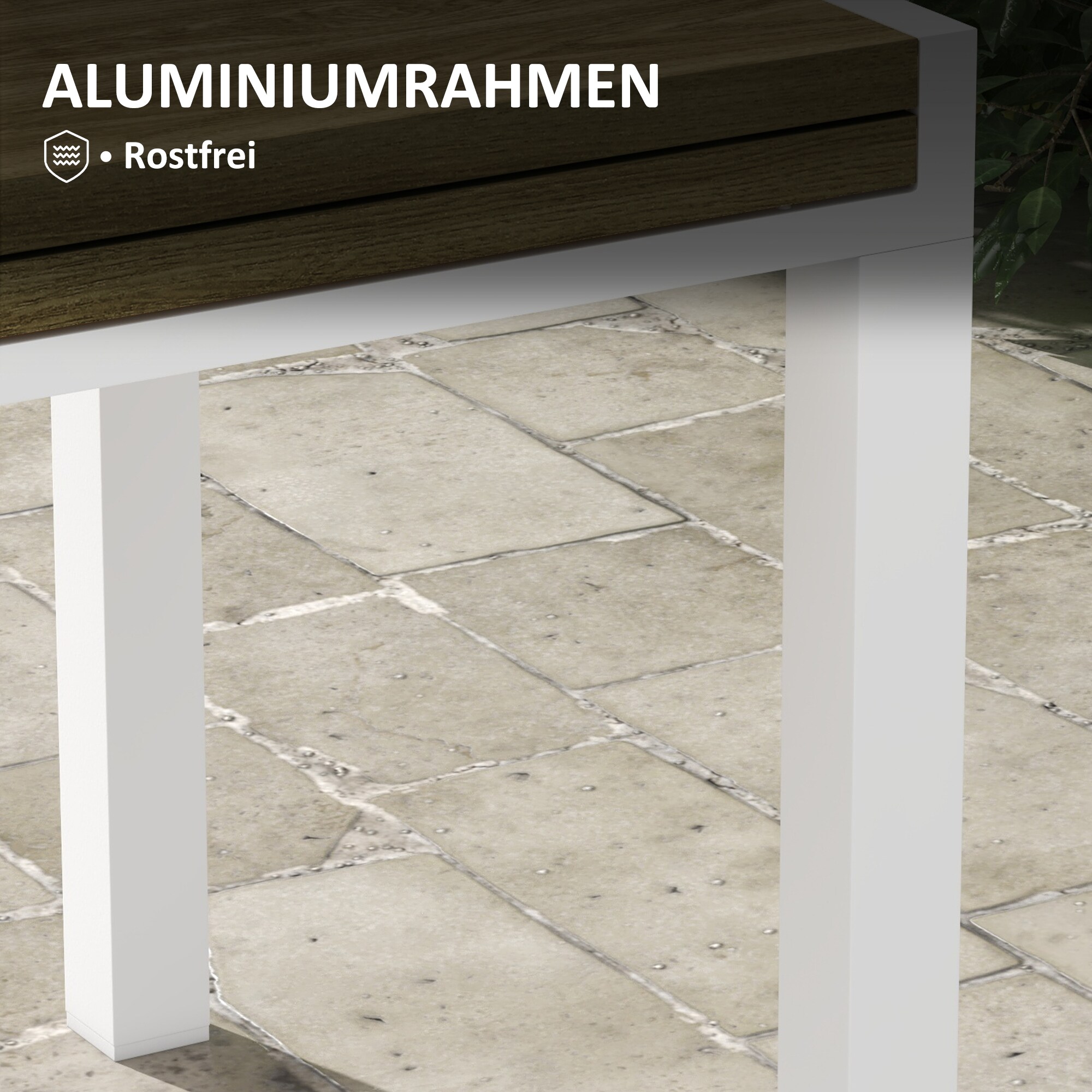 Outsunny Gartentisch mit ausziehbarer Tischplatte natur 160L x 80B x 75H cm