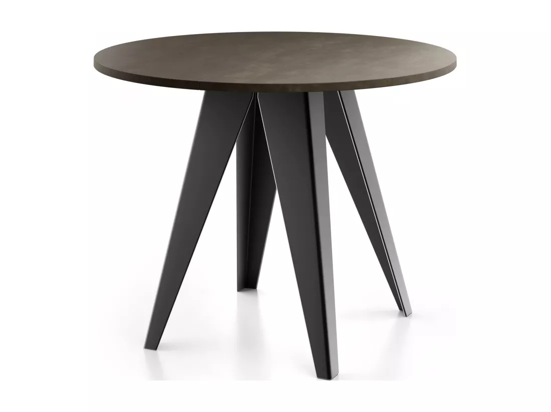 Table De Salle à Manger Ronde De Style Industriel - Moderne - Extensible De 100 Cm à 140 Cm - Pieds Métalliques Noirs - Compact Pour Petite Cuisine Ou Salon - Gris