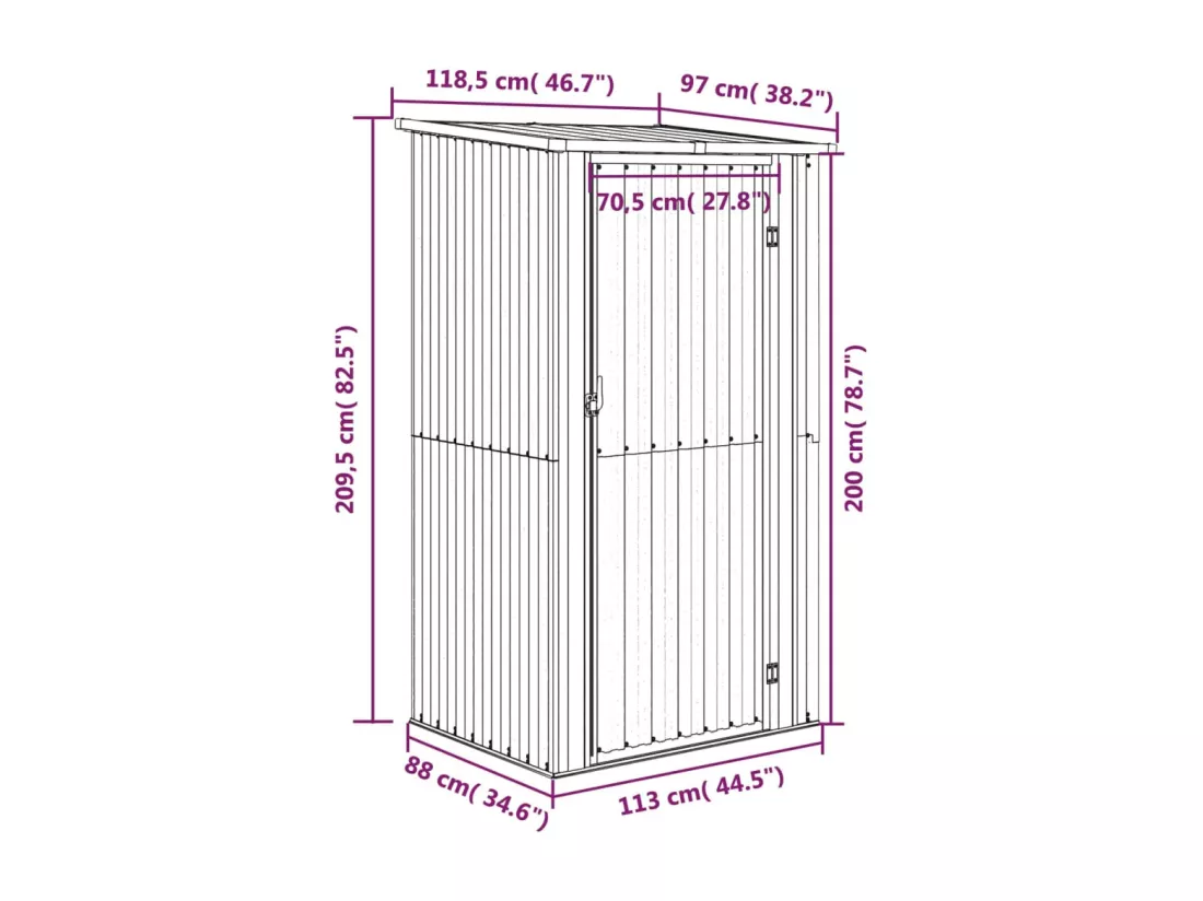 Abri de jardin Anthracite 118,5x97x209,5 Acier galvanisé